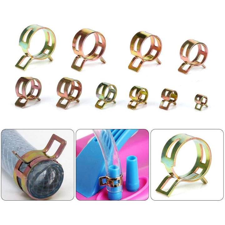 SpringClamp™ - Σετ 100 ελαστικών μεταλλικών σφιγκτήρων σωλήνων - Διαμέτρους 6-22 mm