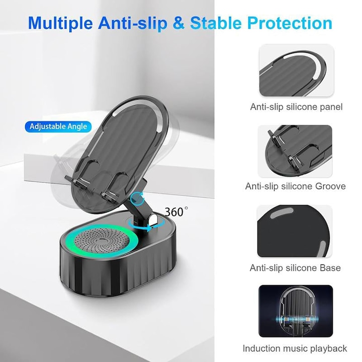 Korven™ - Πολυλειτουργική Βάση Κινητού με Bluetooth 5.3 και Ηχείο