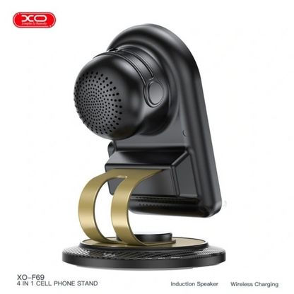 NOVIA™ - Πολυλειτουργική Βάση Κινητού με Bluetooth 5.3, Ασύρματη Φόρτιση και Ενσωματωμένο Ηχείο